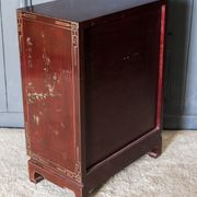 Chinese furniture XXth Red lacquer Decor of branches and birds