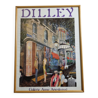 Affiche d'exposition Dilley encadrée sous verre, galerie Anne Apesteguy, 65 cm par 50 cm