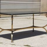 Bronze swan low table and pearl green marble 1950s