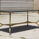 Bronze swan low table and pearl green marble 1950s