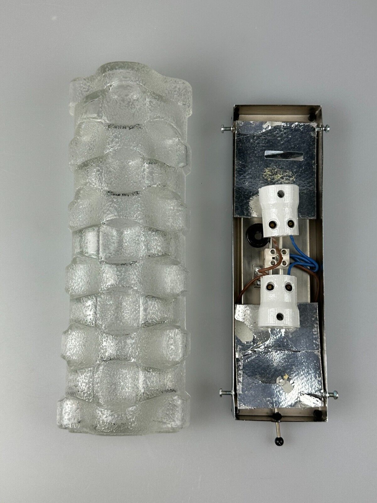 60s 70s wall lamp limburg germany wall sconce ice glass chrome space age