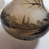White opaline vases black drawings