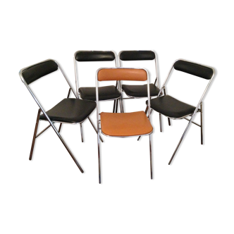 Set of 5 folding chairs 1970 Souvignet