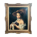 Painting: Oil on canvas: Portrait of a young woman