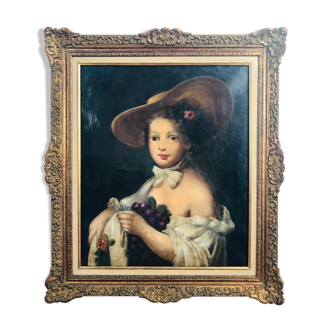 Painting: Oil on canvas: Portrait of a young woman