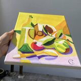 Modern still life, oil on canvas, fruit