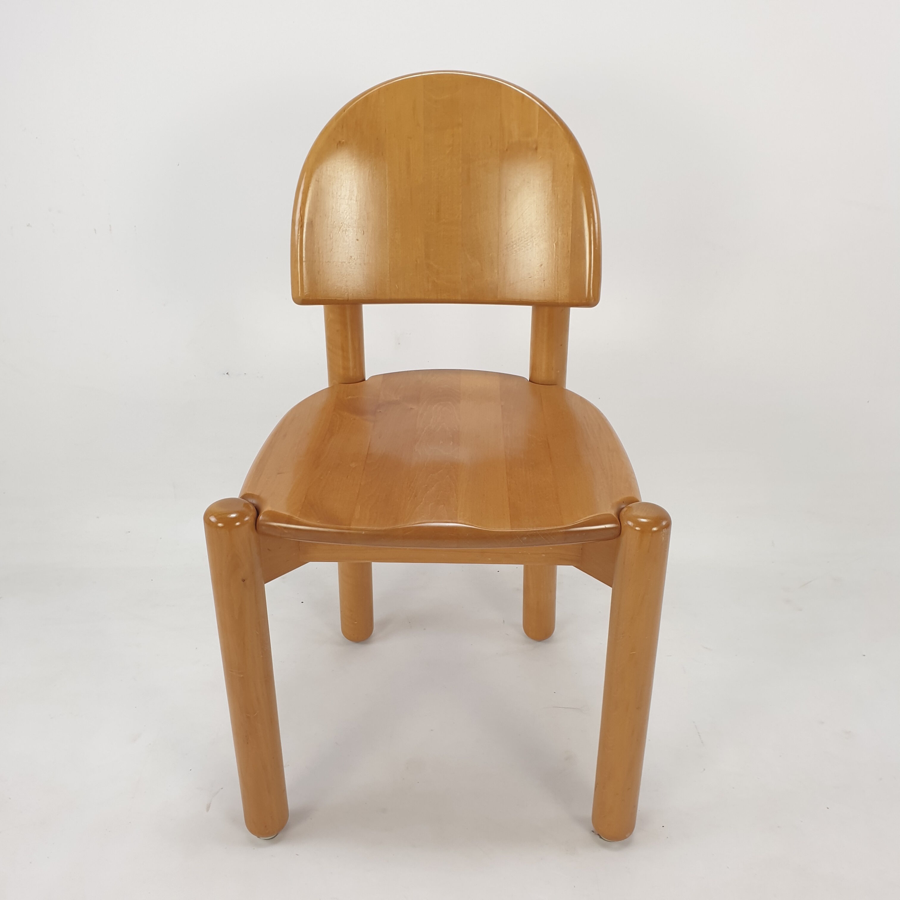 Set of 4 oak wood dining chairs, 1980s