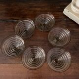 6 vintage glass ice cream or fruit cups or trou normand in blown brown glass.