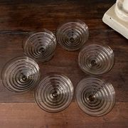 6 vintage ice cream coupes, blown glass brown fruit
