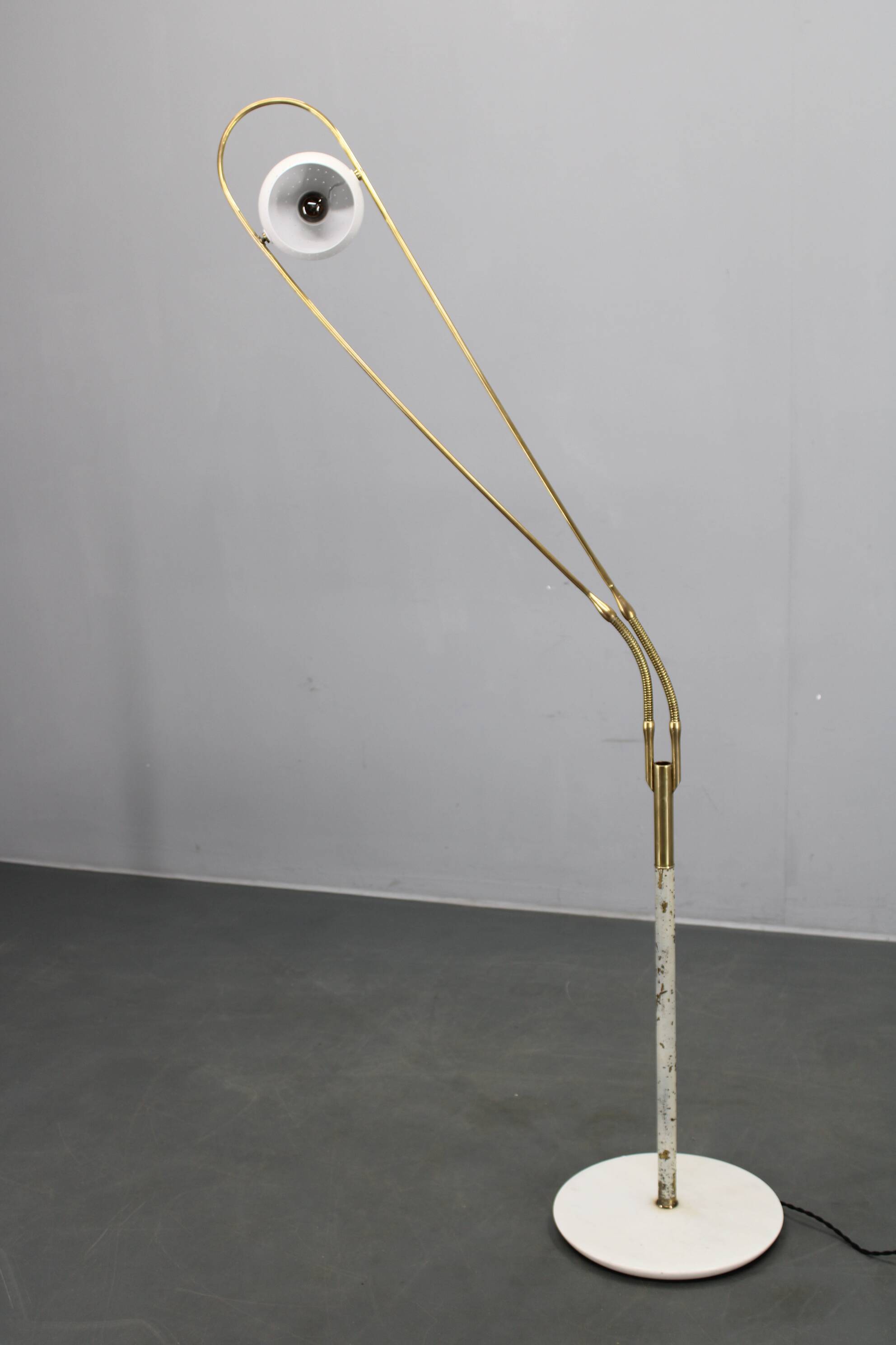 Rare Angelo Lelii adjustable Italian marble and brass floor lamp, 1952