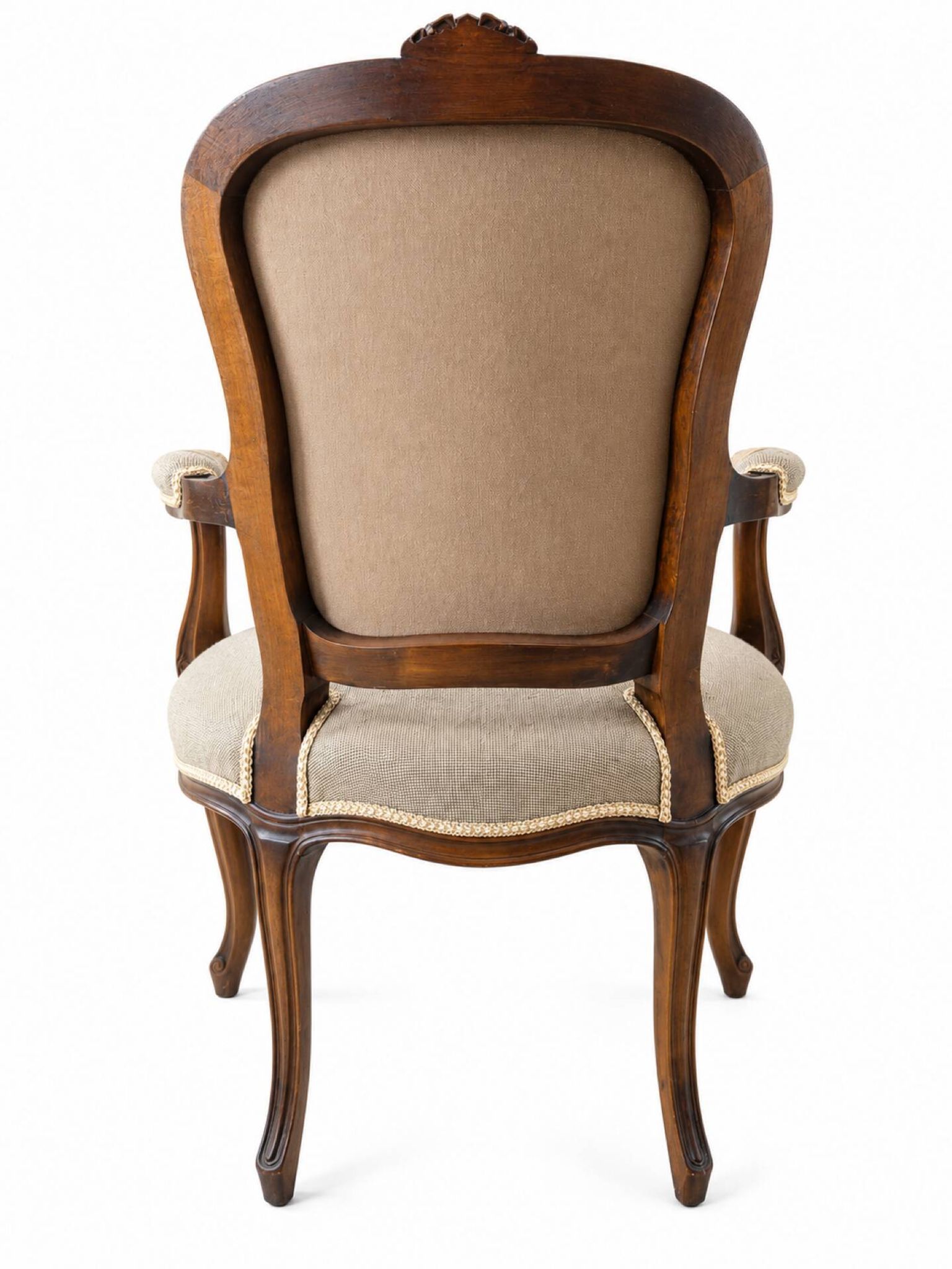 Louis XV style carved wooden armchair with floral needlepoint upholste