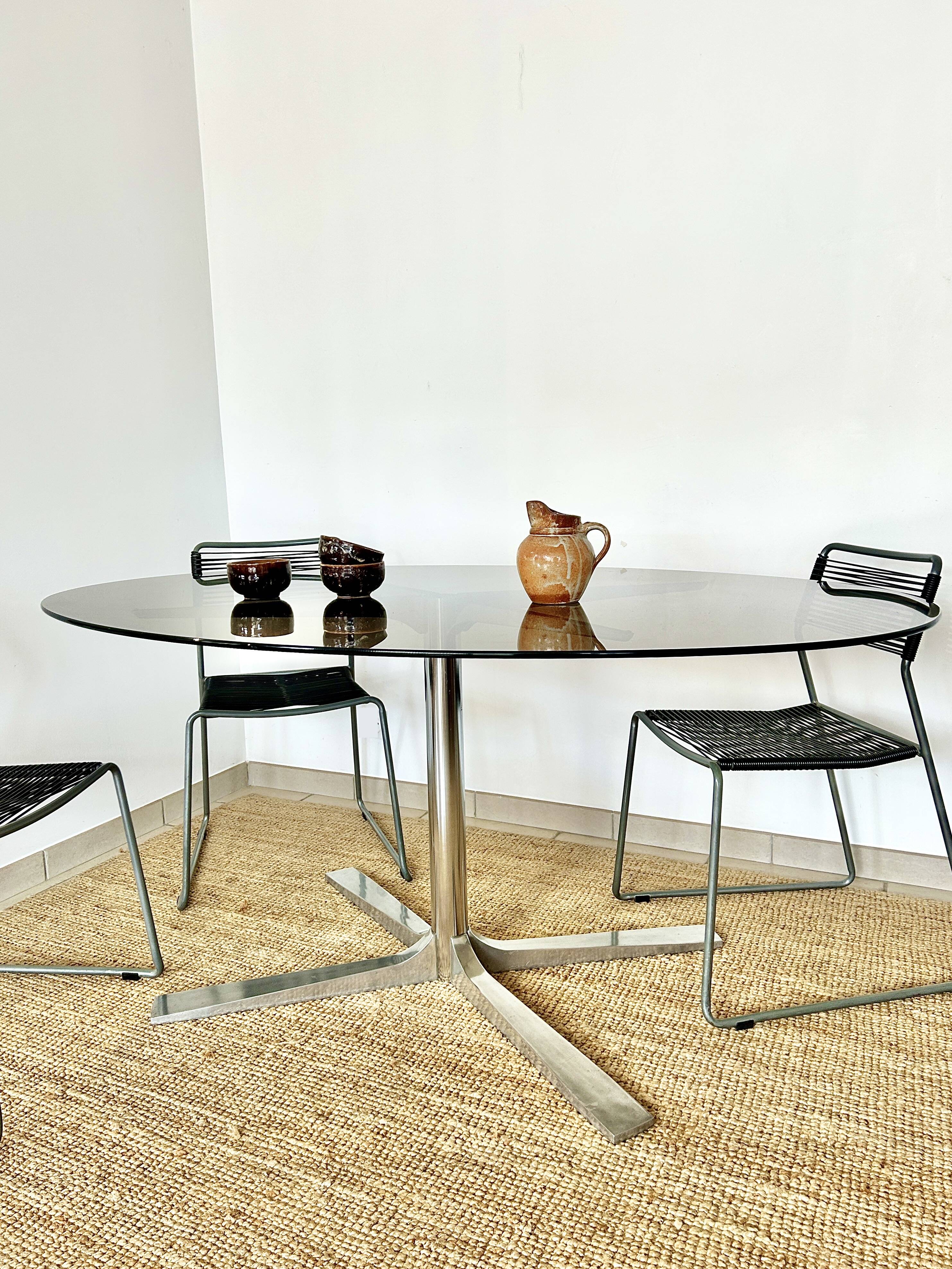 Glass dining table, 1970s