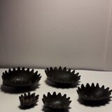 Set of trundle ashtrays in patinated bronze with 5 cups "hedgehog" attributed to Walter Bosse