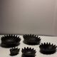 Set of trundle ashtrays in patinated bronze with 5 cups "hedgehog" attributed to Walter Bosse