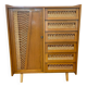 Wood and rattan chest of drawers and wardrobe