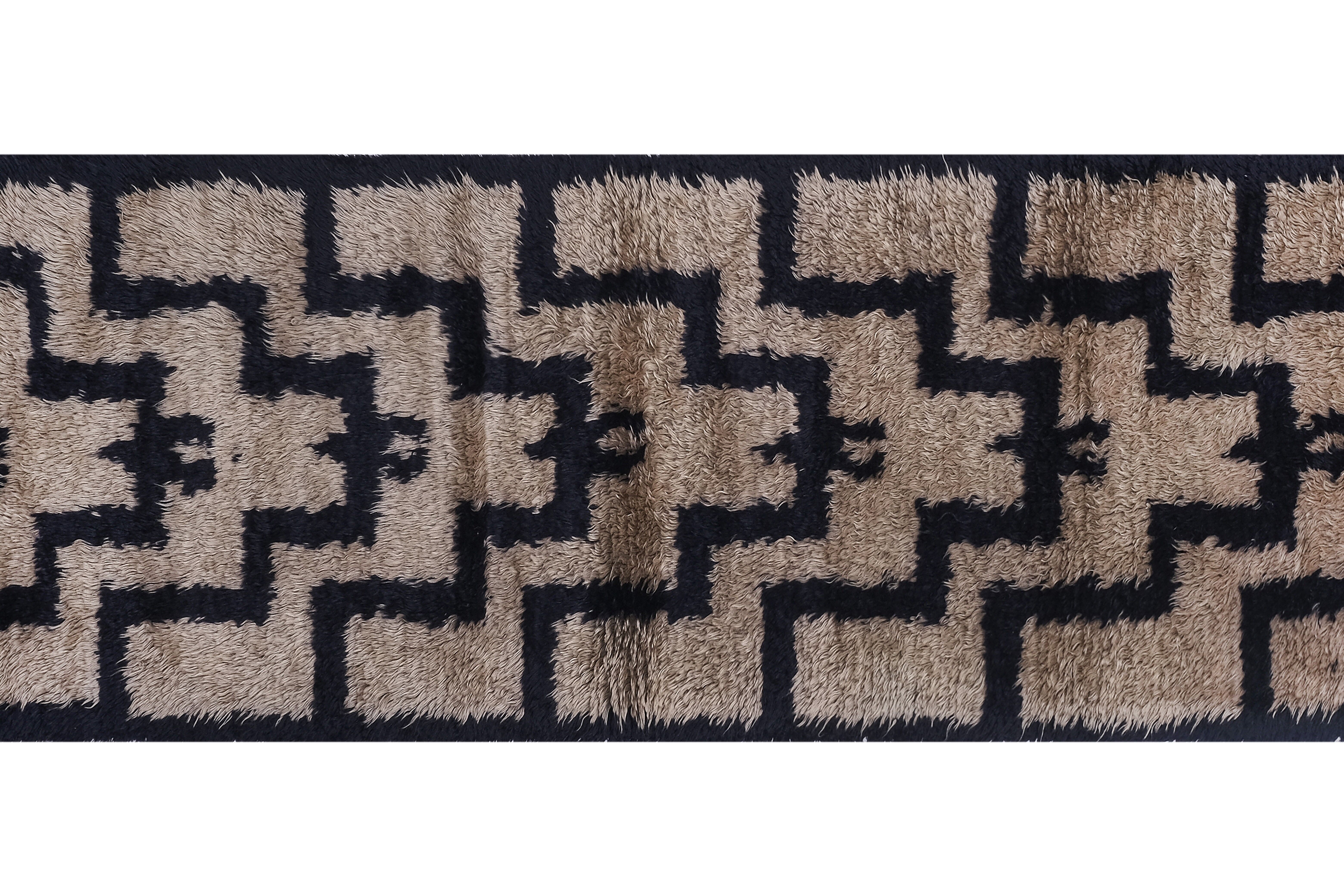 Vintage Turkish rug from Oushak, hand-woven 80x230 cm