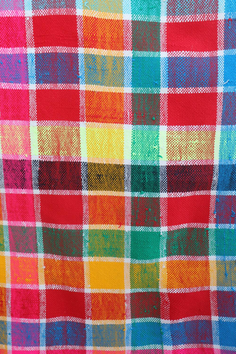 Berber Haïk blanket with multicolored checks