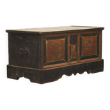 Very large painted folk art rustic farmhouse bridal chest / dresser