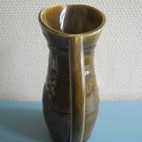 Old earthenware pitcher Sarreguemines wine old french pitcher wine 30s