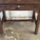 Antique Indonesian teak workbench with two drawers and stretcher H89.