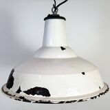 Industrial British White Enamel Factory Pendant Lamp from Benjamin, 1960s