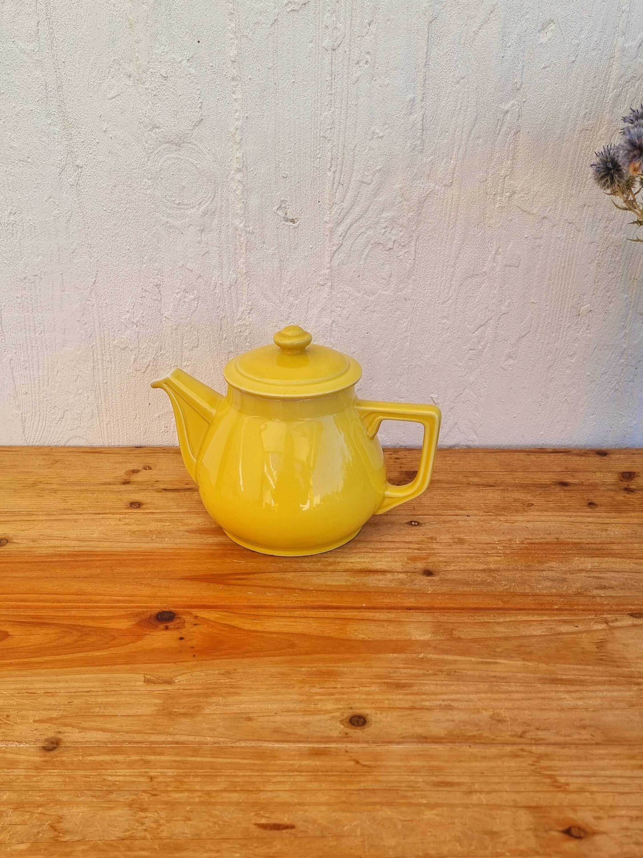 Vintage yellow ceramic coffee pot