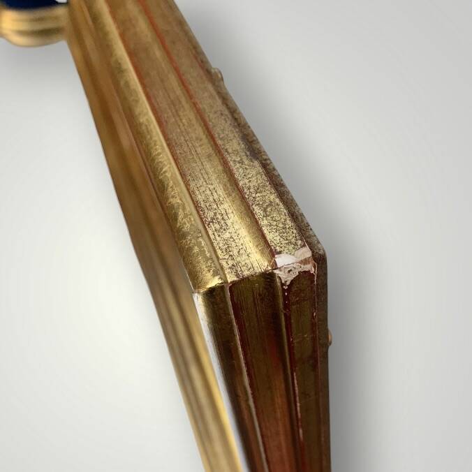 Large vintage triptych mirror in gilded wood, Deknudt - 81 x 100 cm