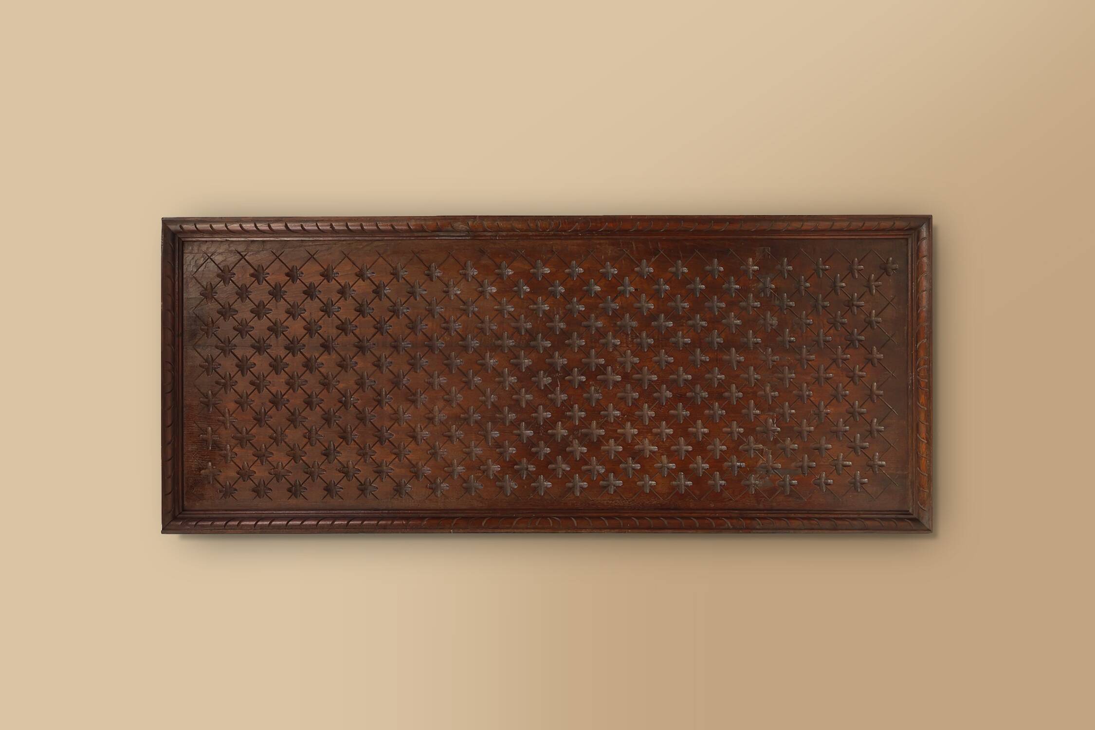 Large carved Portugees Neo-Gothic oak wall panel, 1850s