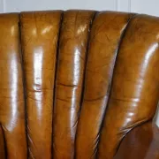 Vintage Art Deco Style Leather Chairs Hand-Dyed, Set of 2