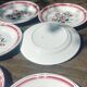 set of nine old flat plates from the 40s/50s with rose decoration