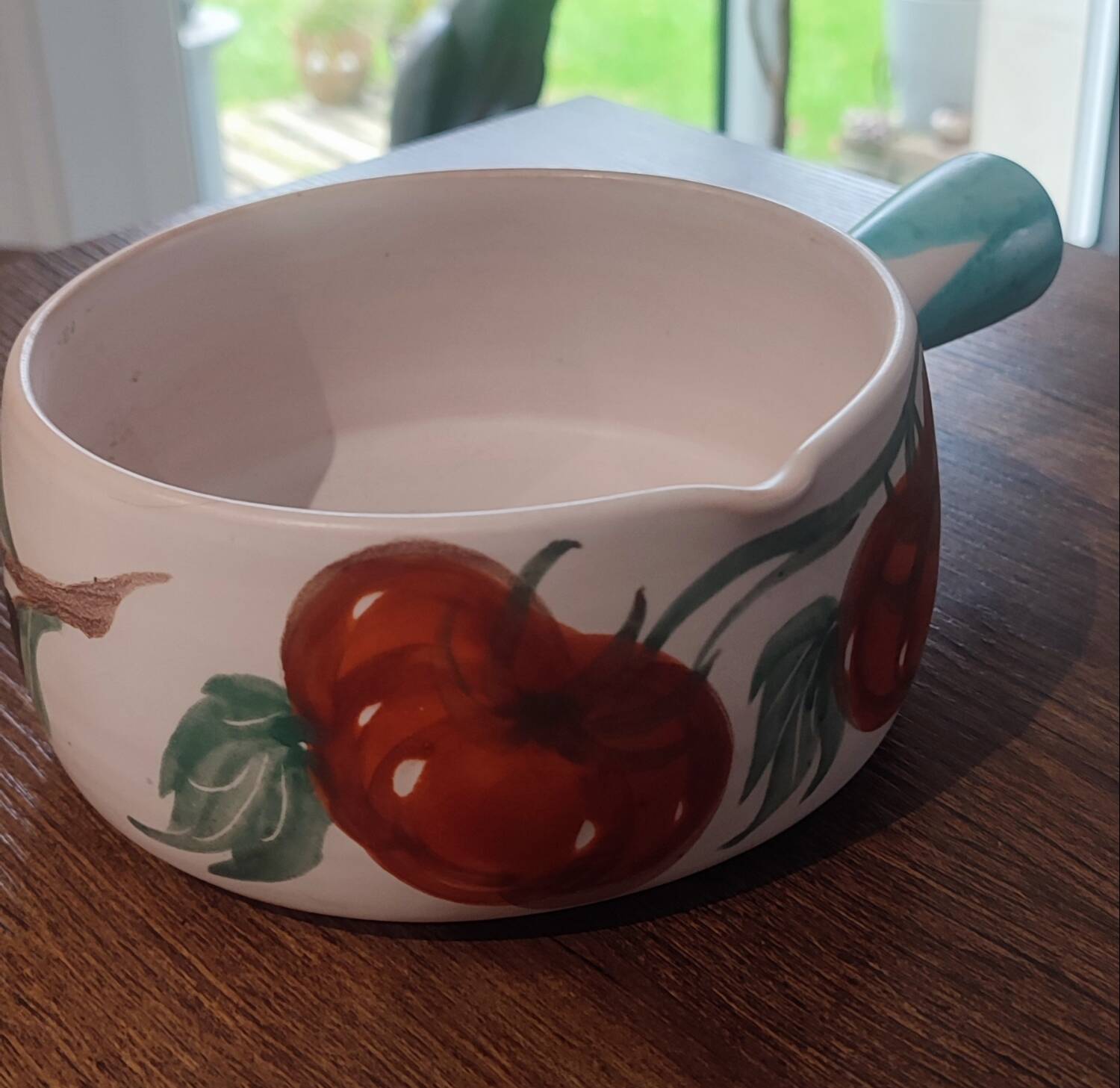 Pair of large Vallauris ceramic skillets