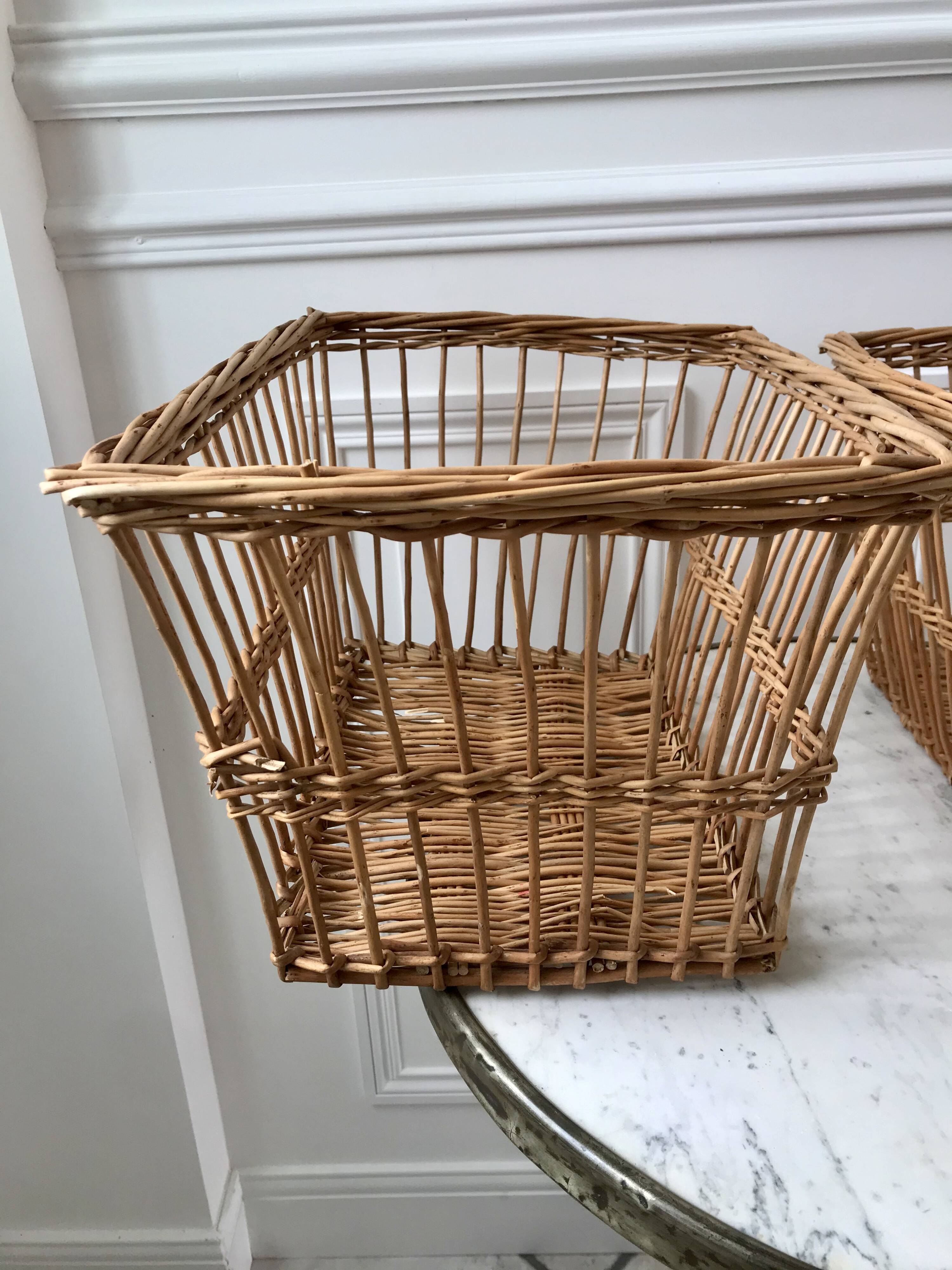 Pair of rattan/wicker storage baskets from the 60s and 70s