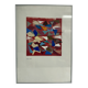 Helmut Dittmann – Geometric Abstract Collage, Vivid Multicolour on Red 1987