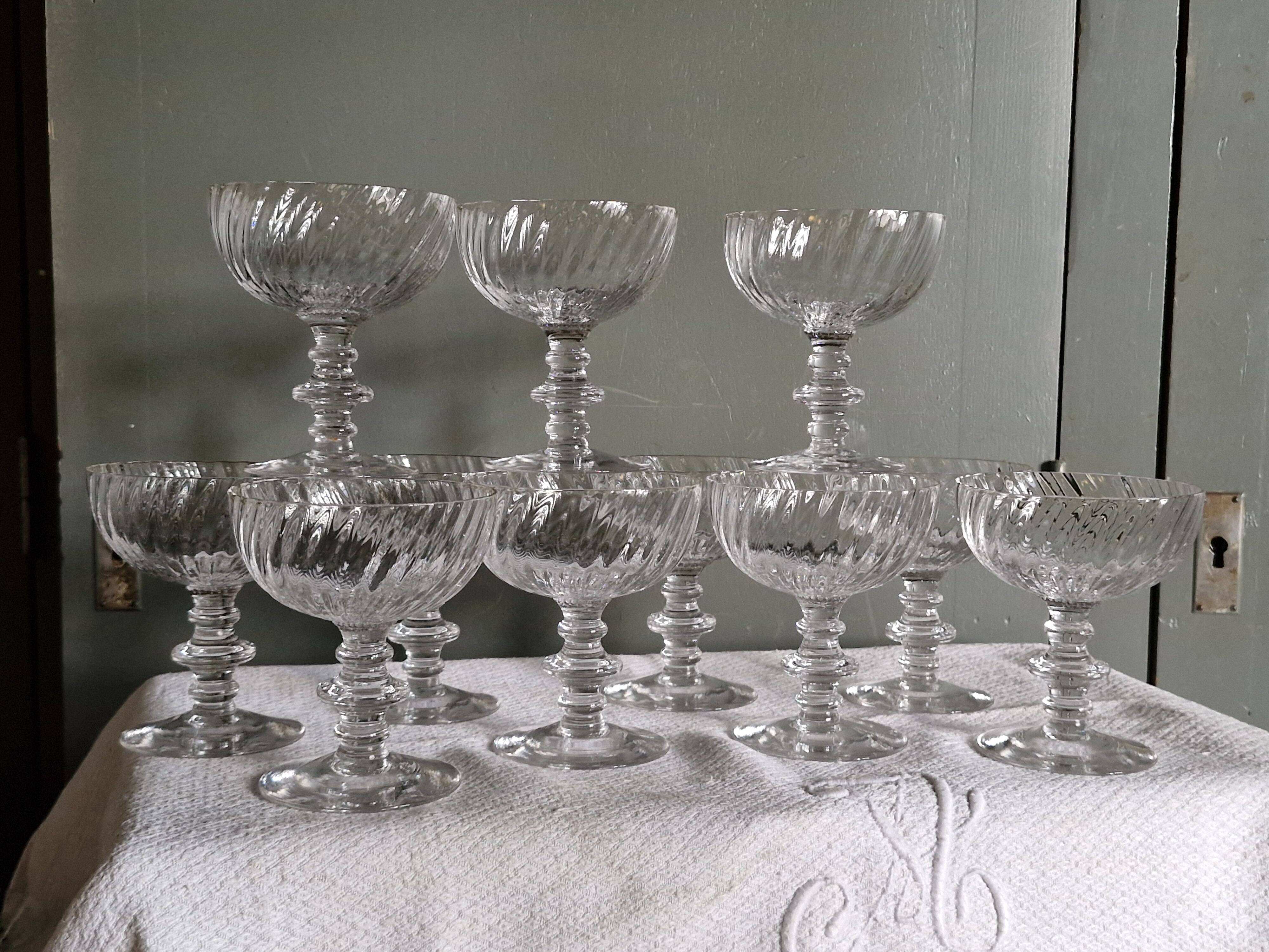 11 crystal champagne coupes - late 19th century