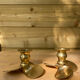 Pair of brass candle holders, helix shape