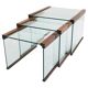 Set of 3 nesting tables in tempered glass and rosewood, Gallotti