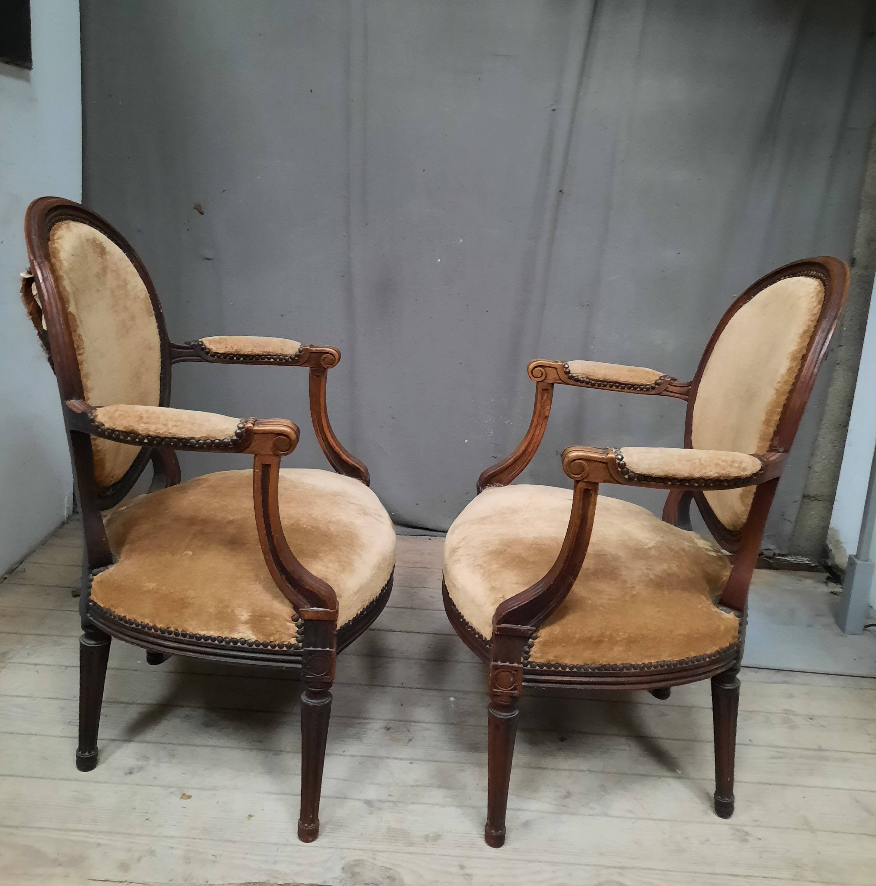 Pair of Louis XVI medallion armchairs