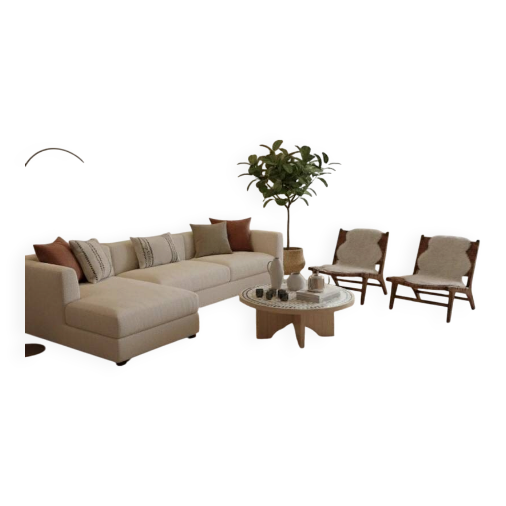 Beige and red oriental rug in wool