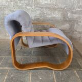 Midcentury modern curvy wavy lounge chair by Jan Bocan, Czech 1970s