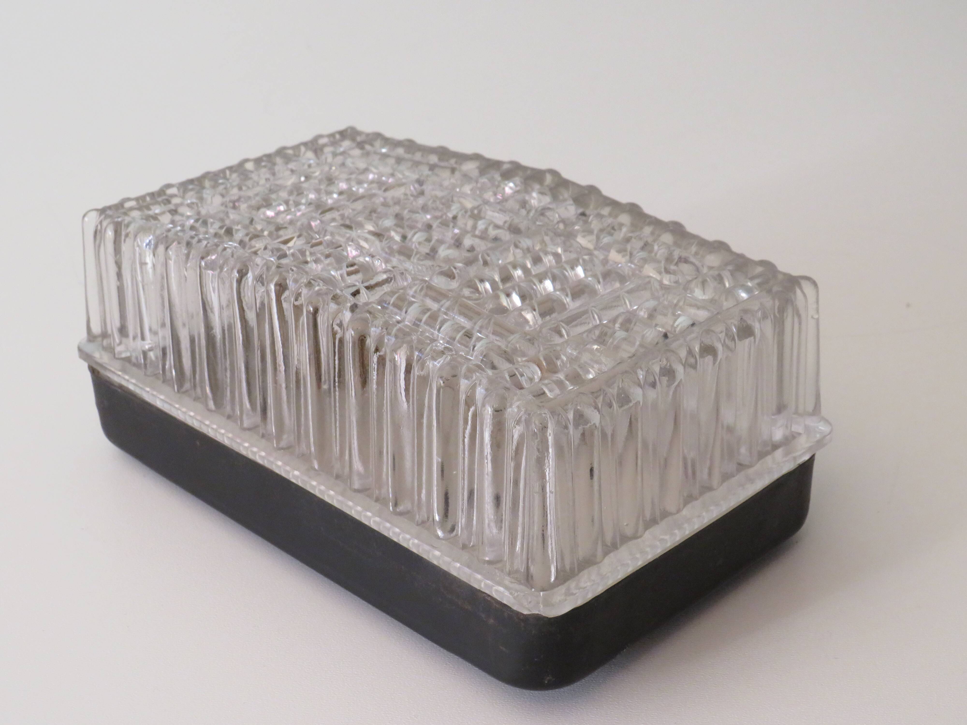 Rectangular brutalist outdoor wall lamp, 1960-1970
