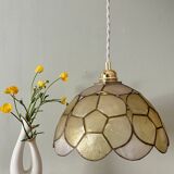 Vintage mother-of-pearl and brass lampshade pendant light