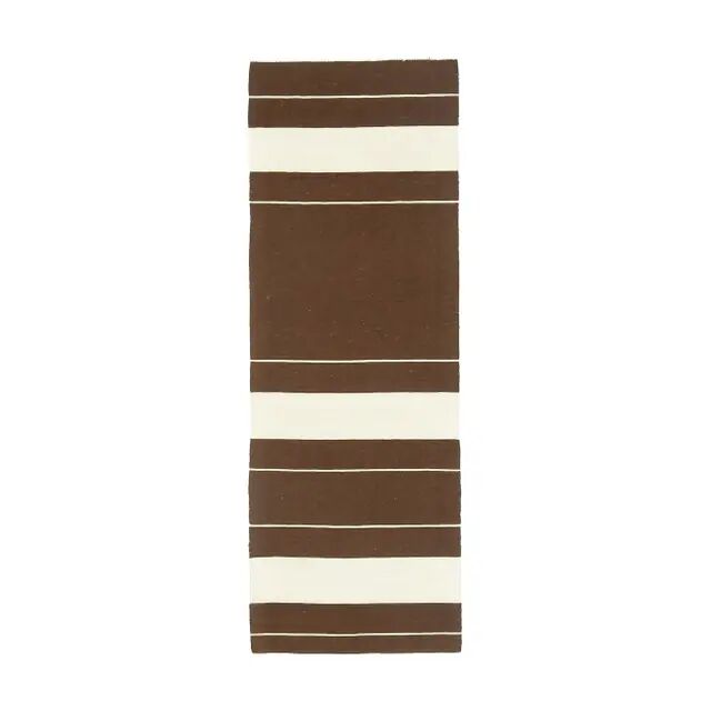 Vintage Turkish Hand-Knotted Wool Cotton Brown Kilim Runner Rug 60x176