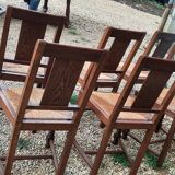 6 chairs and two brutalist armchairs