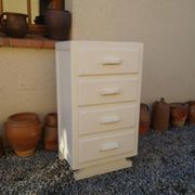 Art Deco chest of drawers in white painted wood with 4 drawers