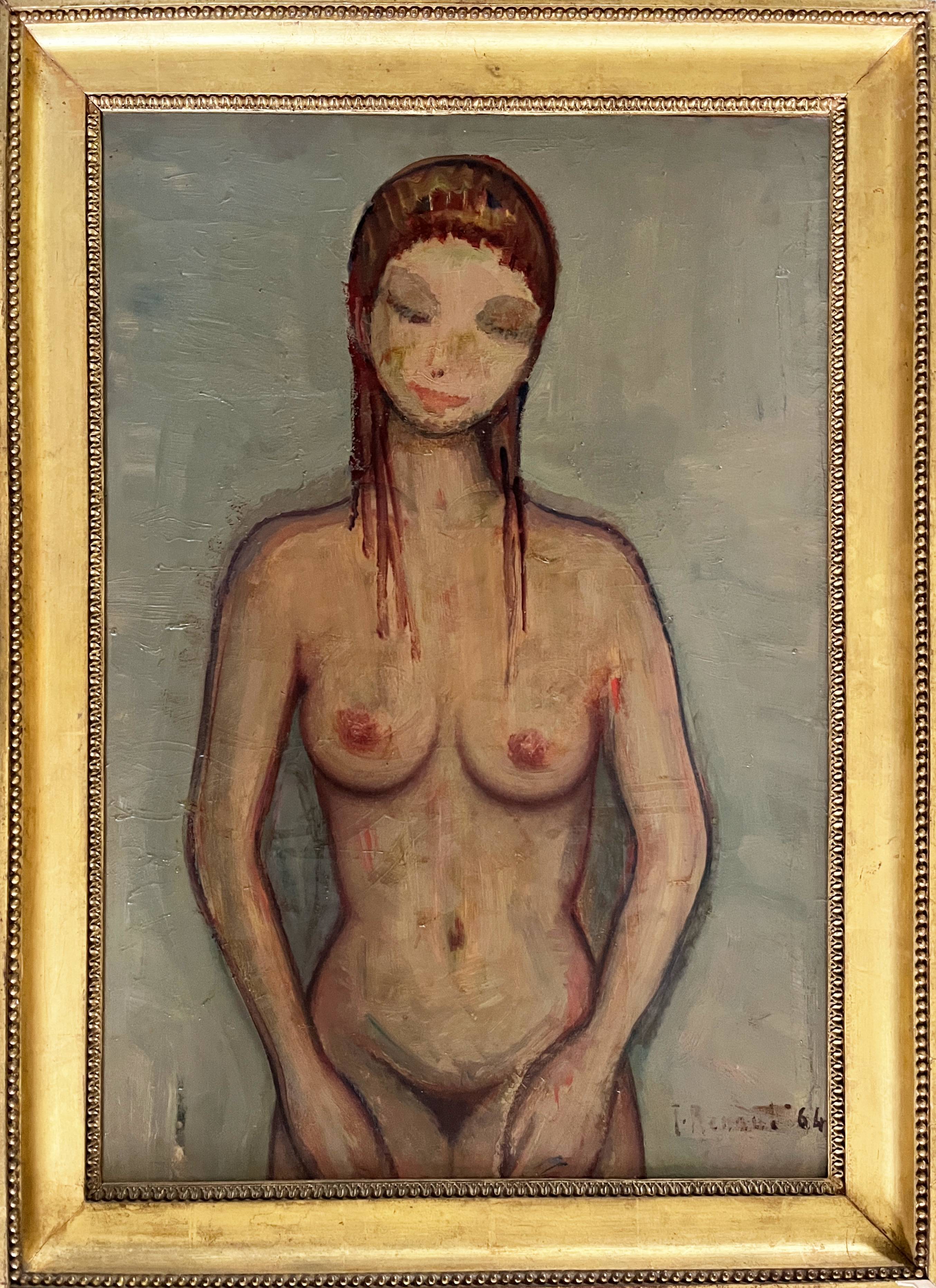 Painting HSP Jean RENAUT (1905-1979) "Model of nude young woman" frame 1964