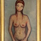 Painting HSP Jean RENAUT (1905-1979) "Model of nude young woman" frame 1964