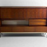 Minimalist backlit highboard in teak, Belgium 1960s