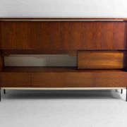 Minimalist backlit highboard in teak, Belgium 1960s