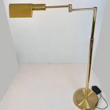 Articulated French library reading floor lamp made in brass, by Boulanger from 1980's. Height adjus