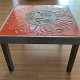 Coffee table end of sofa Roger Capron and Jean Derval ceramic 70s sun model